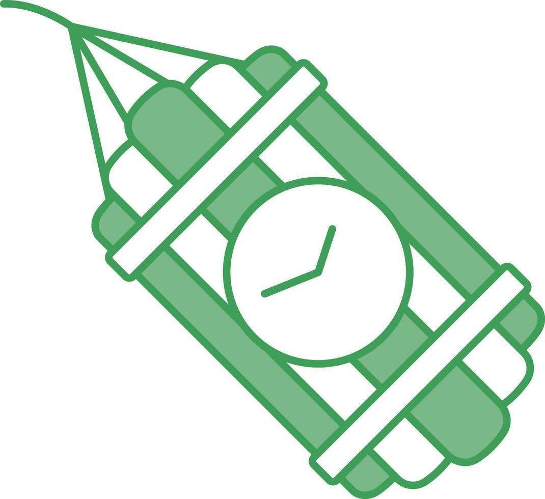 Time Bomb Icon In Green And White Color. vector