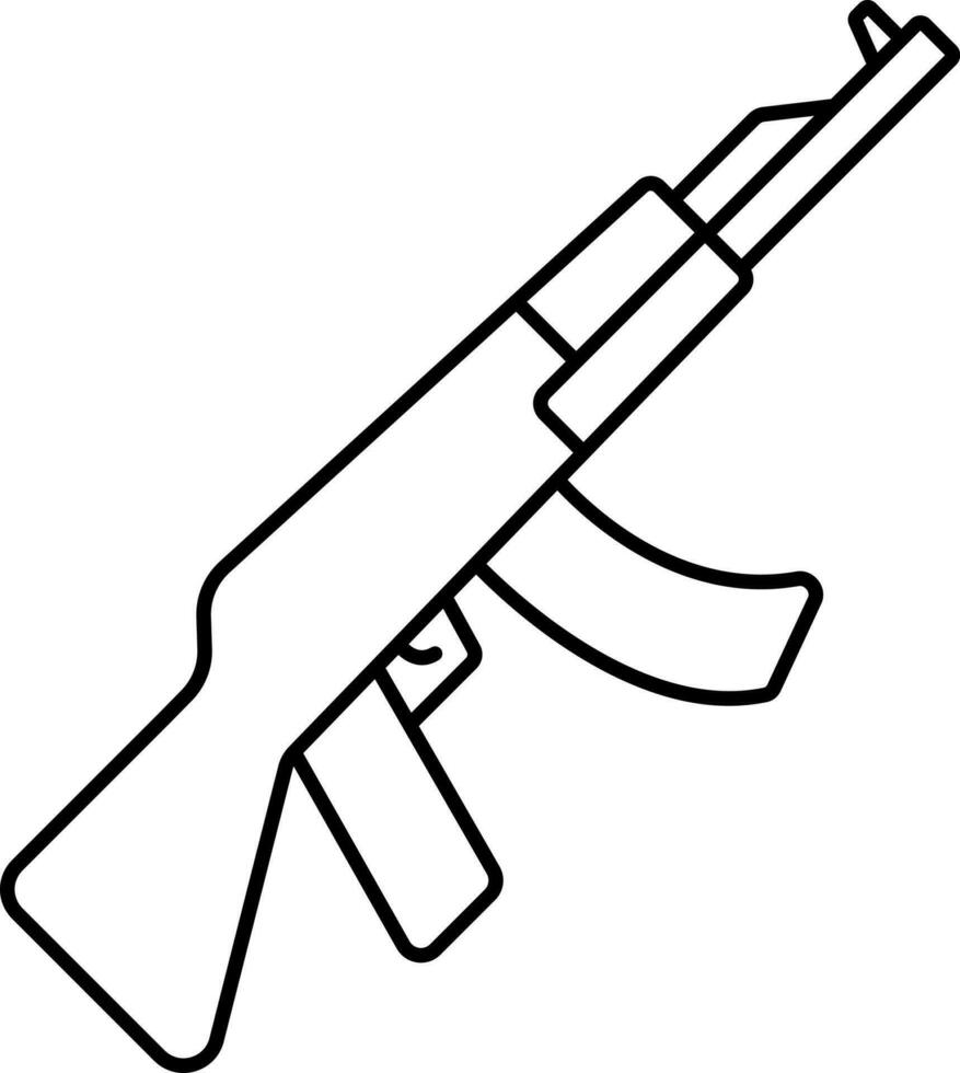 Rifle Icon In Black Outline. vector