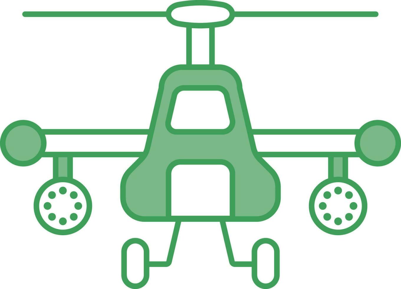 combate helicóptero icono en verde y blanco color. vector