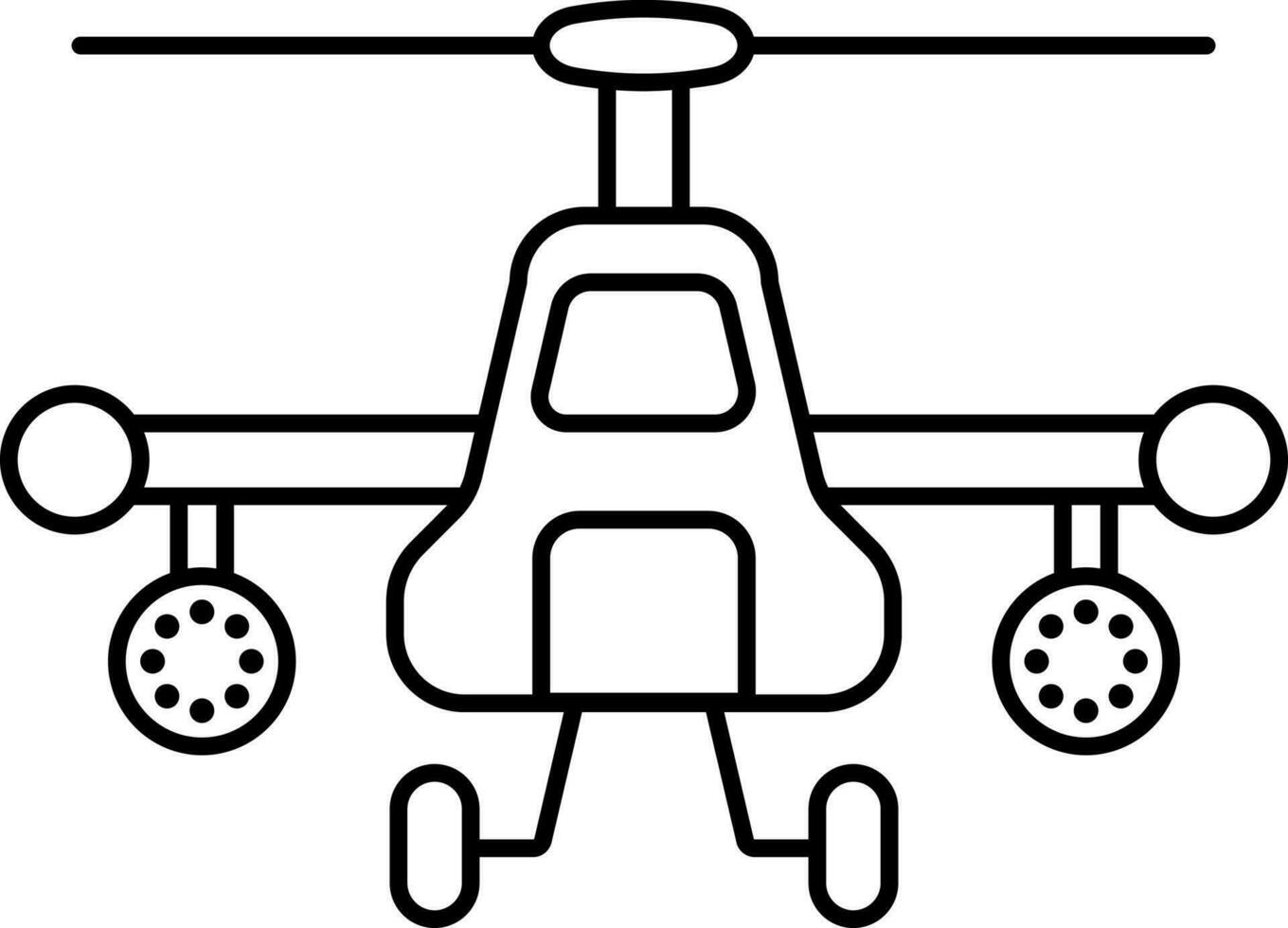 Combat Helicopter Icon In Black Line Art. vector