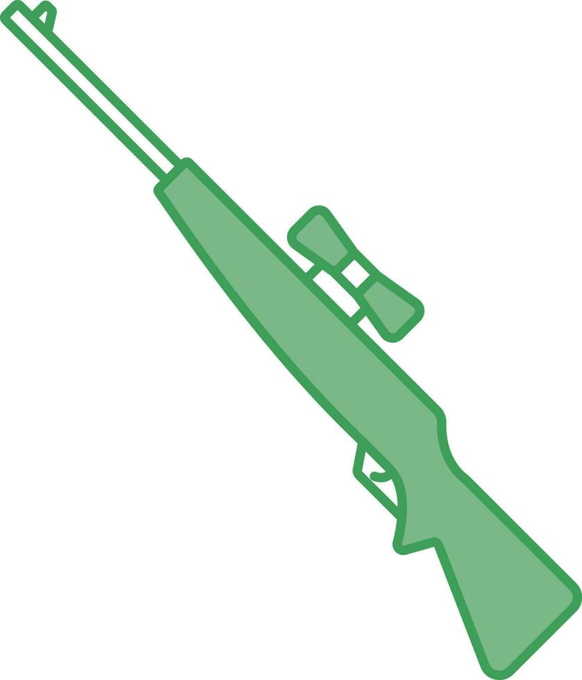 Sniper Rifle Icon In Green And White Color. vector