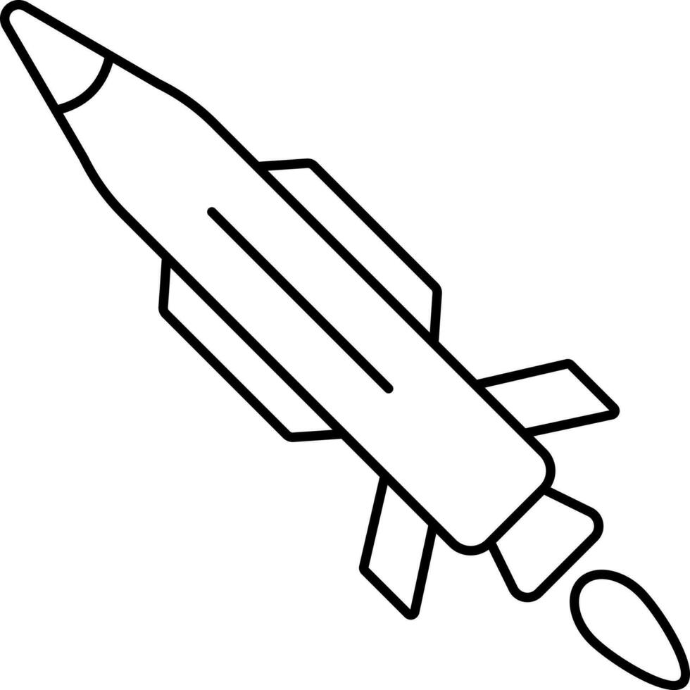 Missile Icon In Black Line Art. vector