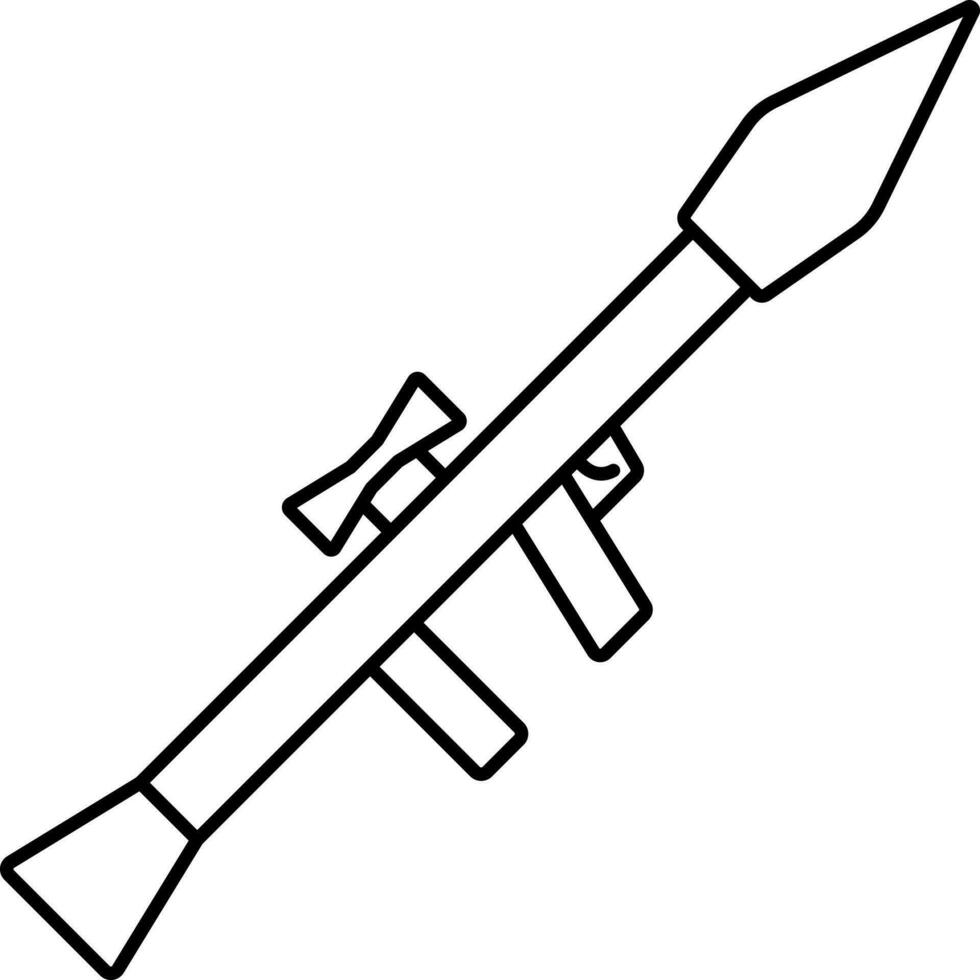 Rocket Launcher Icon In Black Line Art. vector