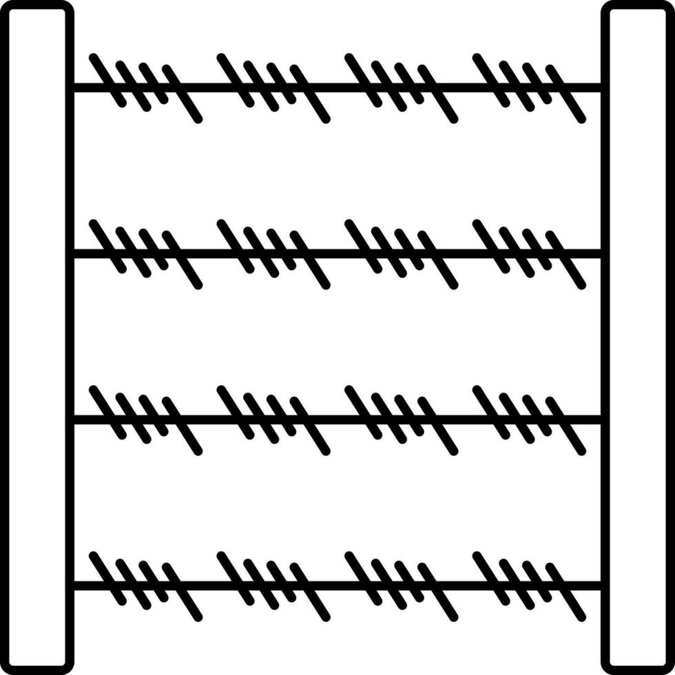 Barbed Wire Icon In Line Art. vector
