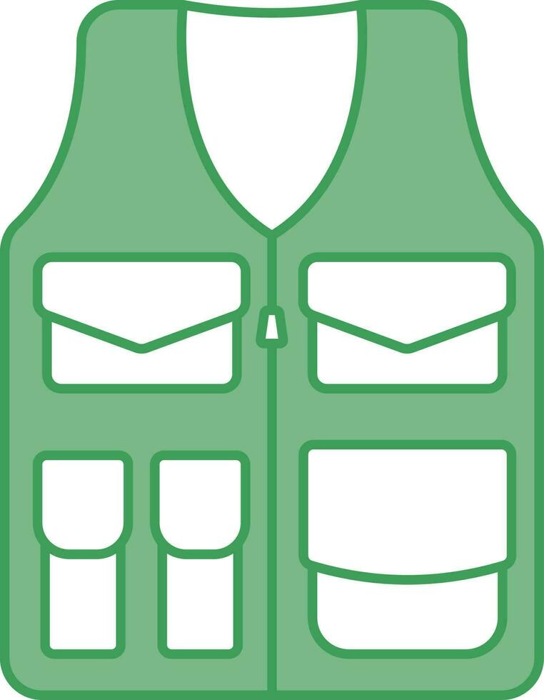 Bulletproof Vest Icon In Green And White Color. vector