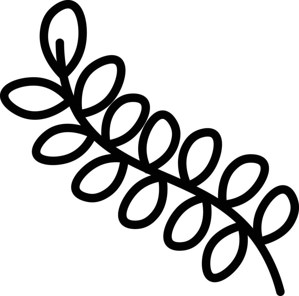 Black Line Art Leaves Branch Icon. vector