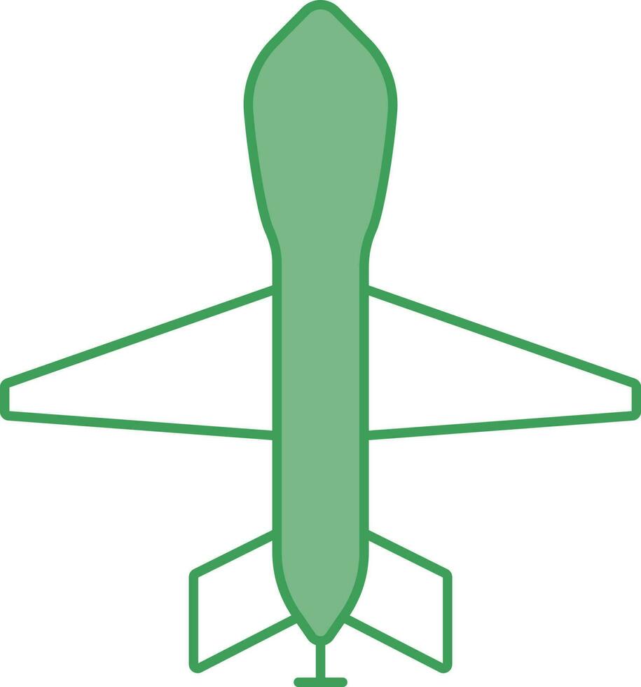 Airplane Icon In Green And White Color. vector