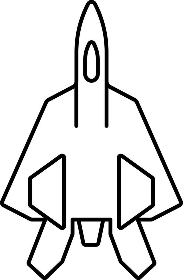 Fighter Plane Icon In Black Line Art. vector