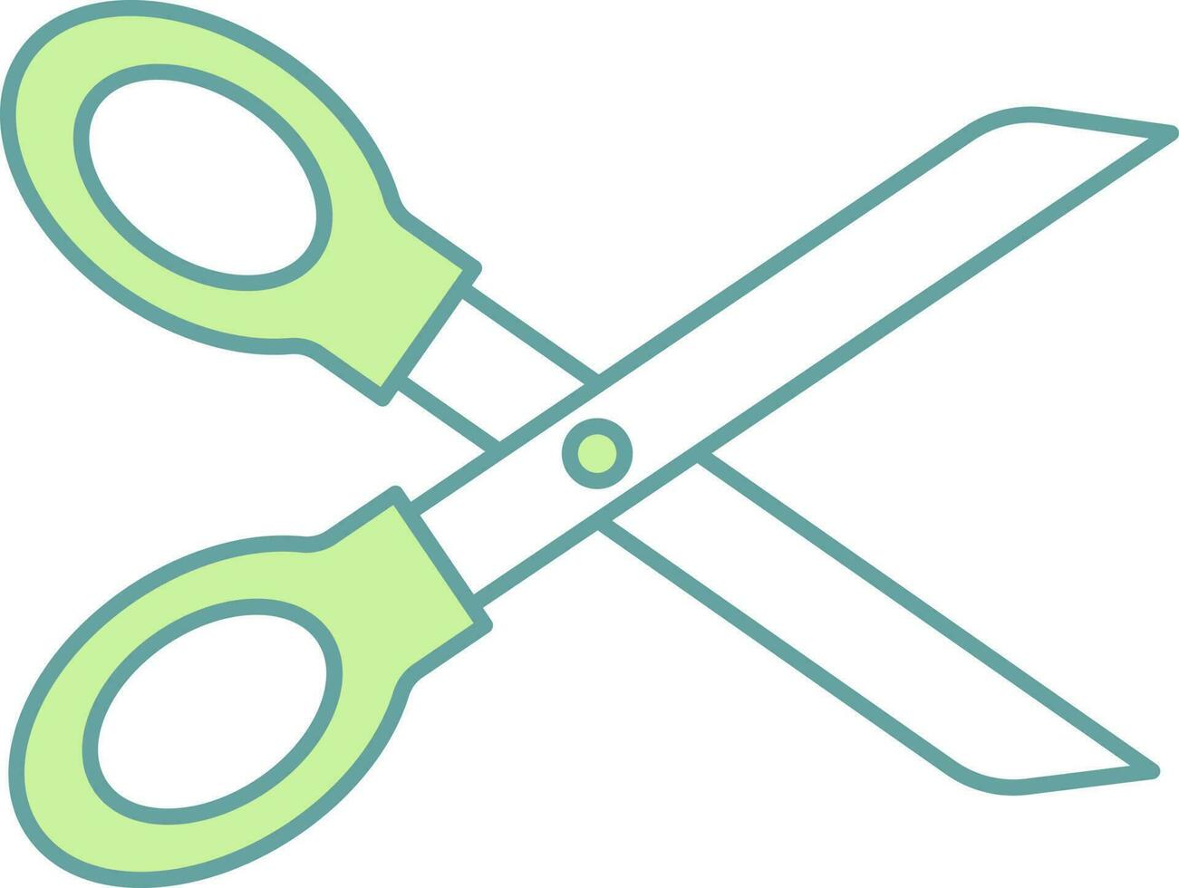 Scissor Icon In Green And White Color. vector