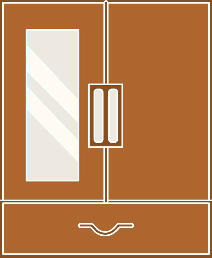 Gray And Brown Almirah Icon Or Symbol. vector