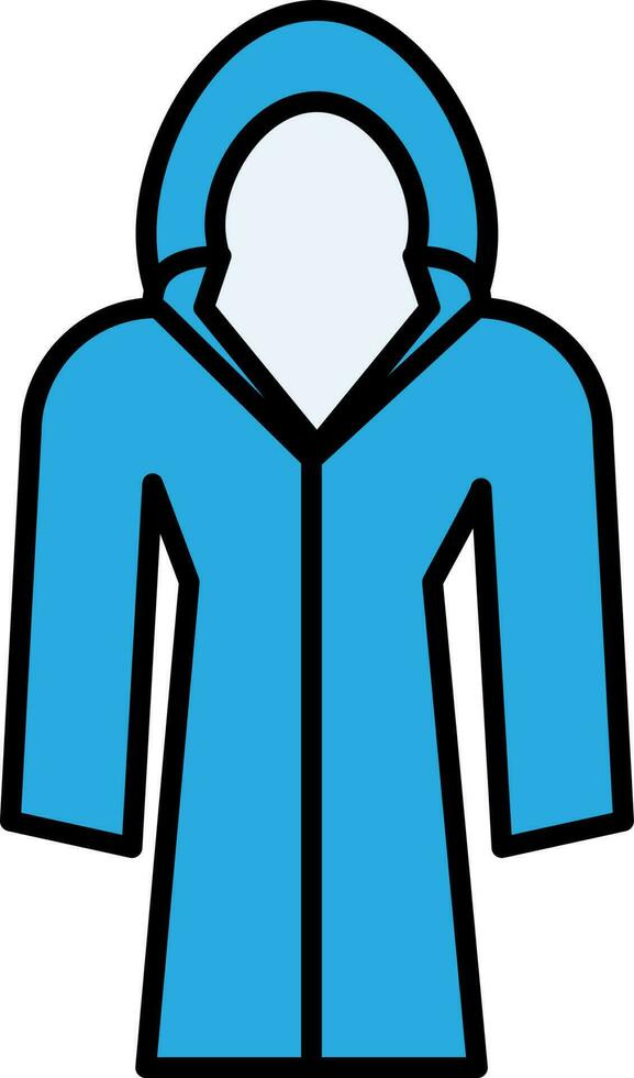 Blue Raincoat Icon Or Symbol. vector