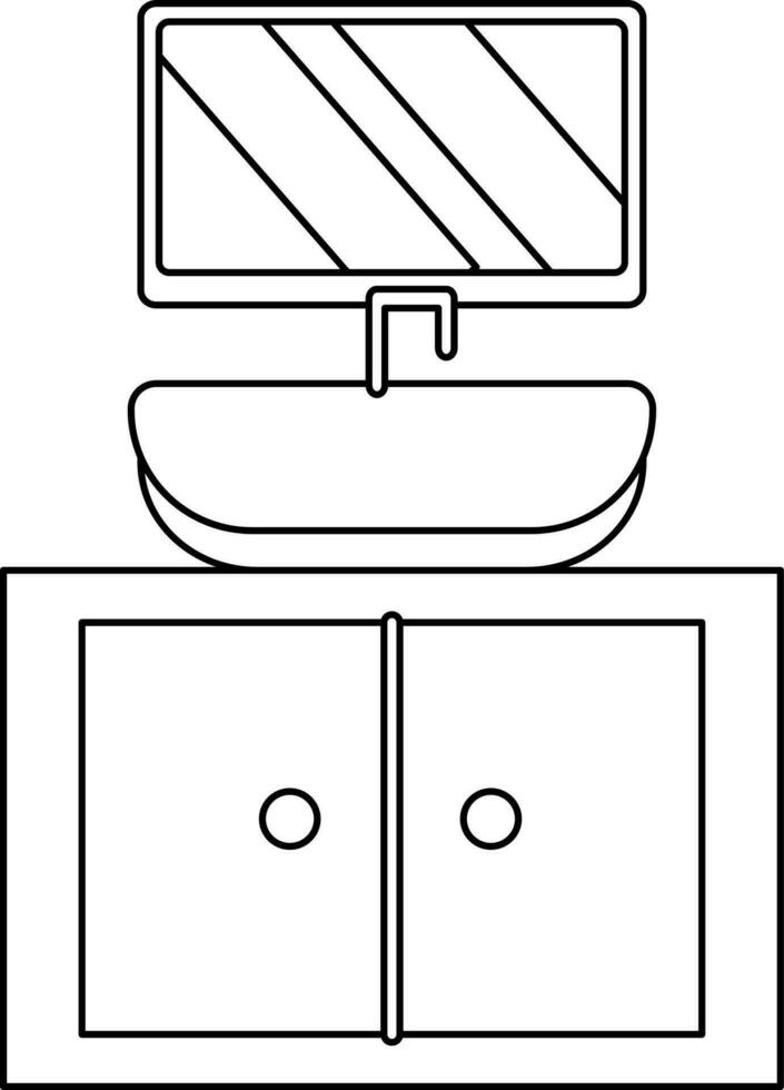 Line Art Sink Mirror Icon In Flat Style. vector