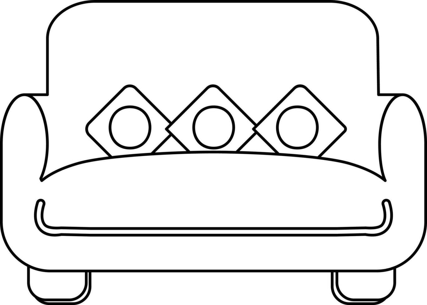 Isolated Couch Or Sofa Icon In Linear Style. vector