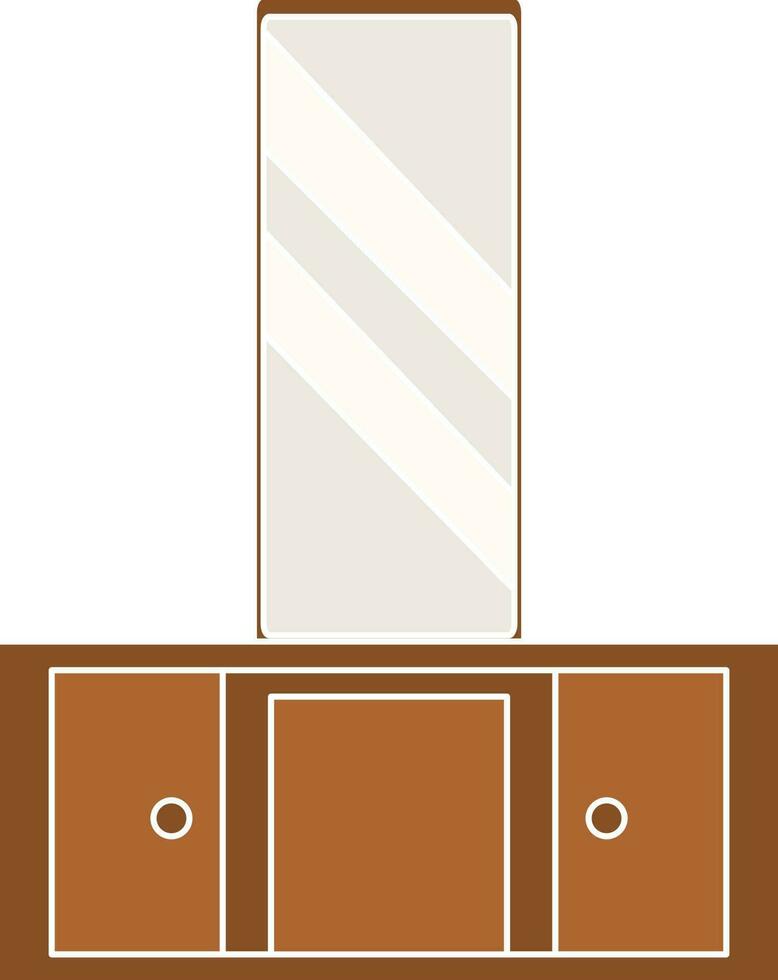 Dressing Table Icon In Gray And Brown Color. vector