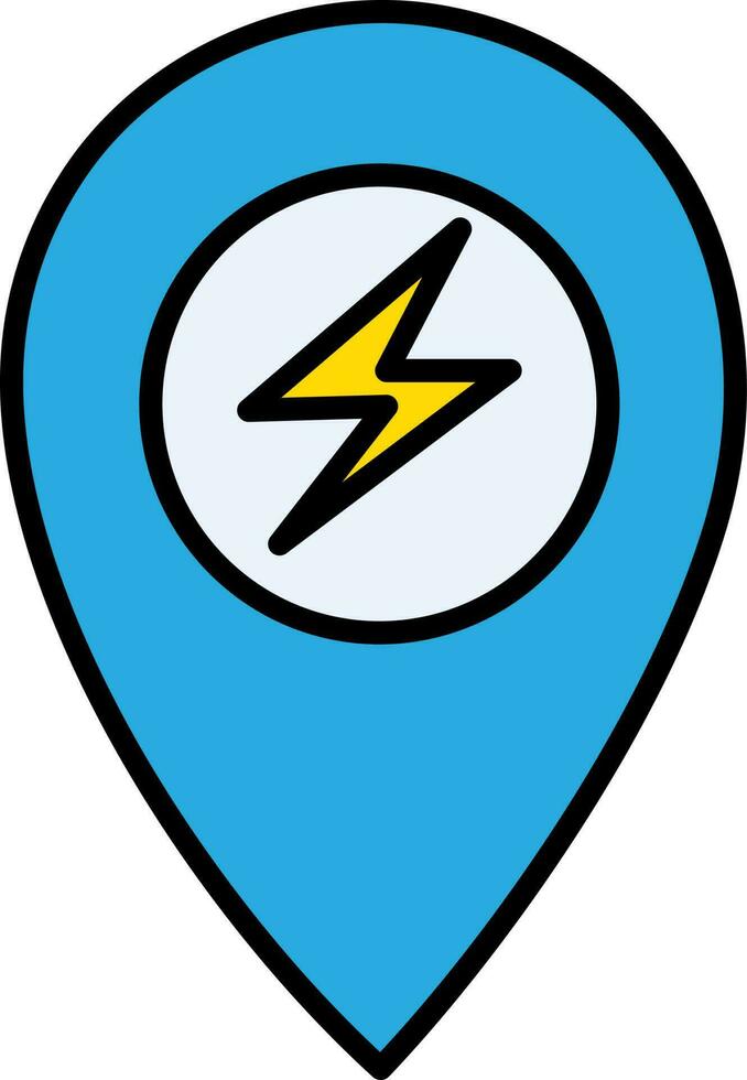 Flat Style Map Pin And Lightning Bolt Icon. vector