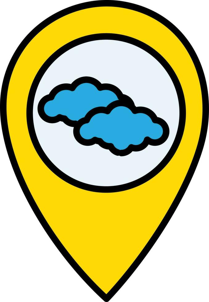 Cloud Location Pin Icon In Flat Style. vector