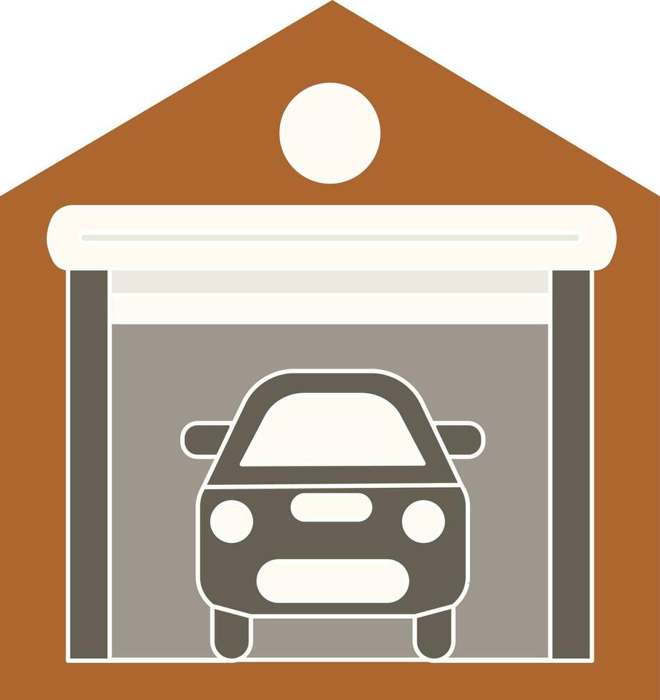 Gray And Brown Vehicle Garage Icon Or Symbol. vector