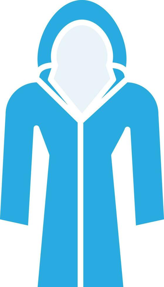 Blue And White Raincoat Icon Or Symbol. vector