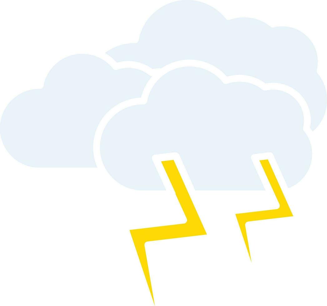 Illustration Of Cloud Storm Icon In Yellow And White Color. vector