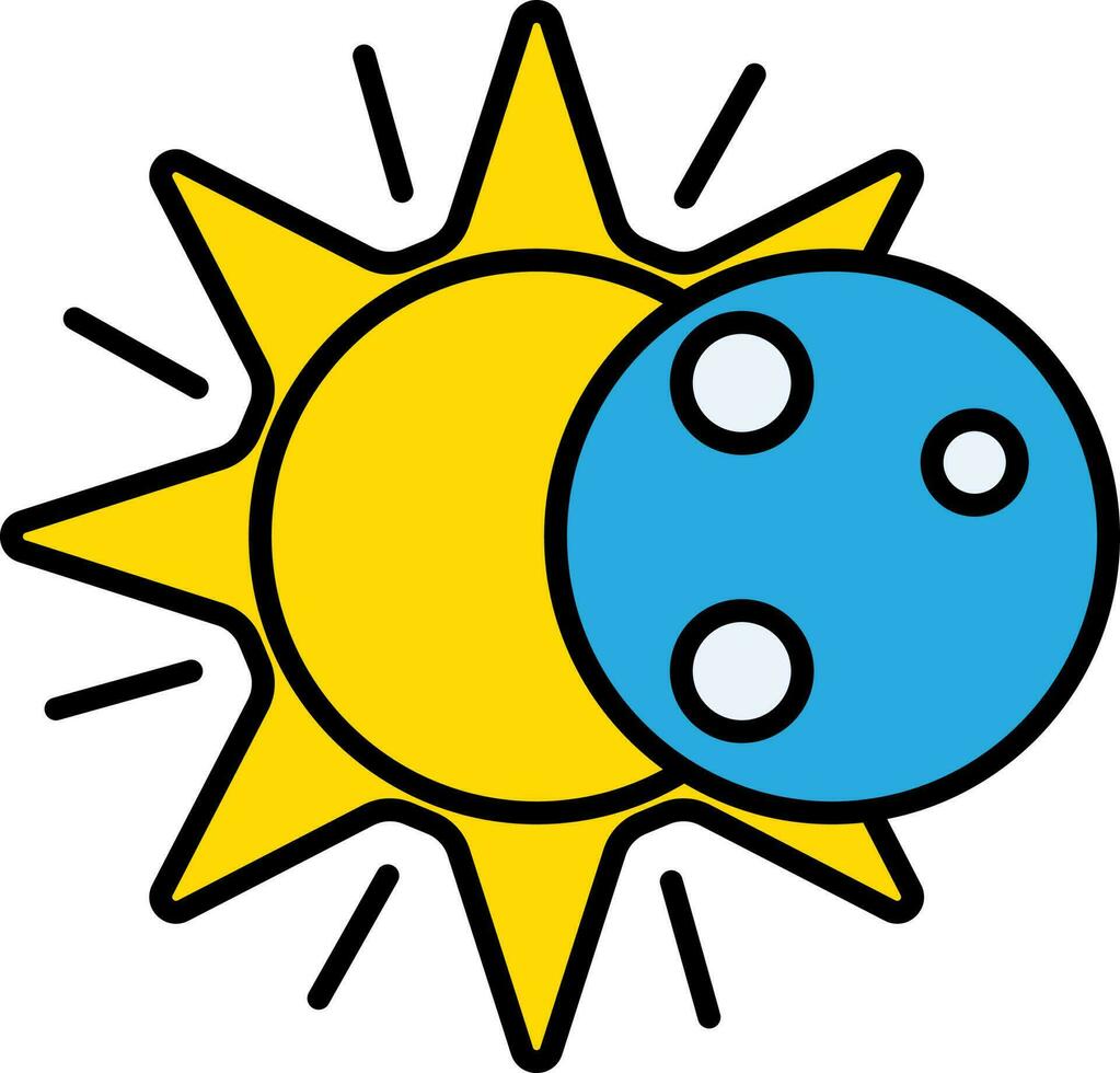 aislado solar eclipse icono en azul y amarillo color. vector