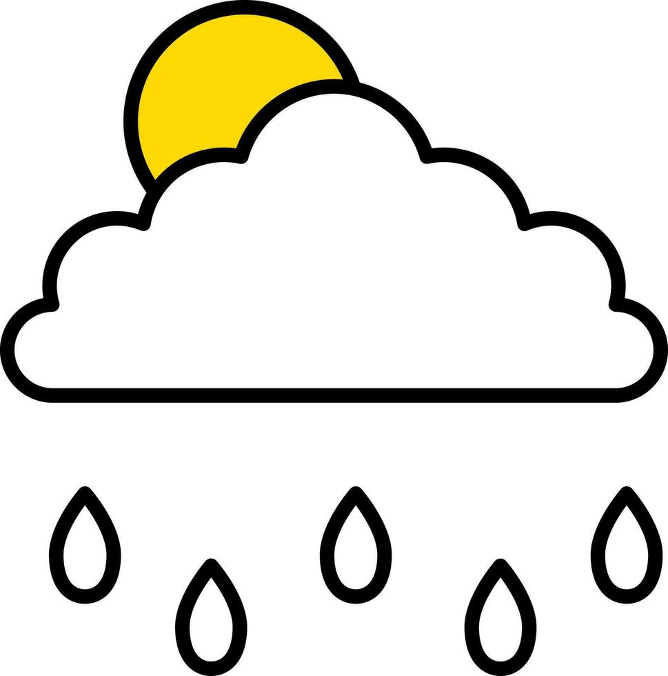 Isolated Rainy Weather Icon In White And Yellow Color. vector