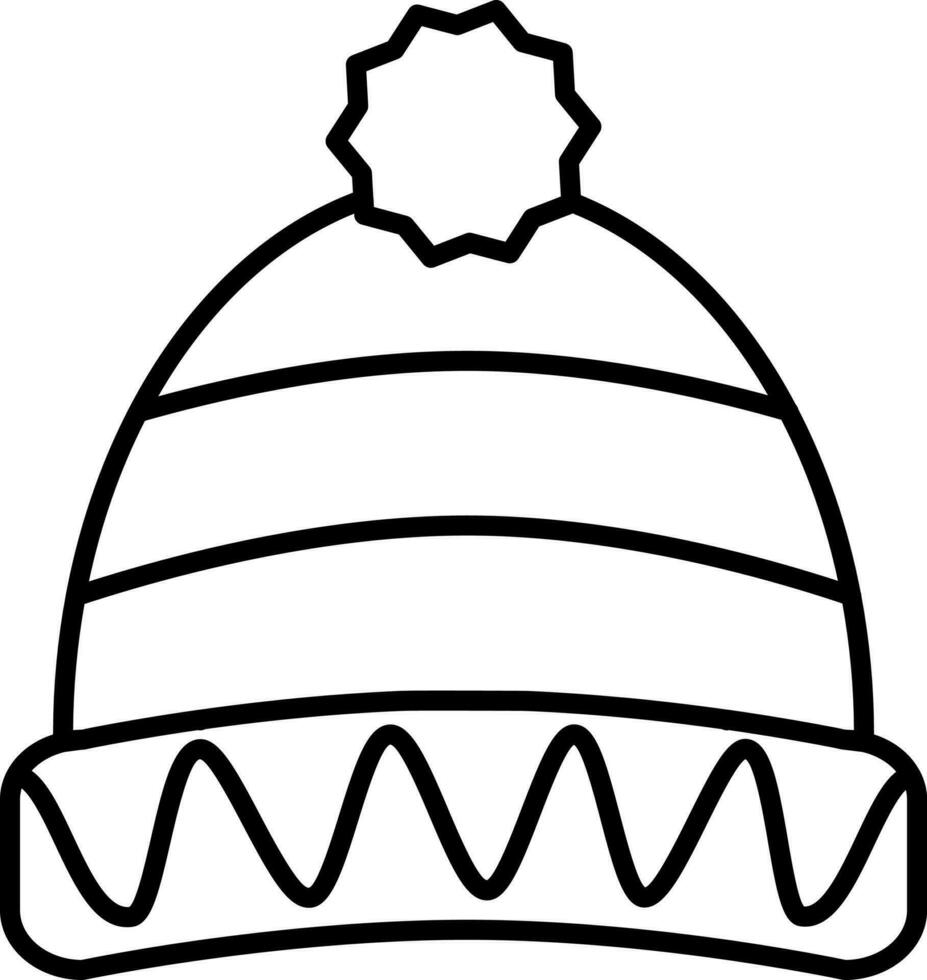 Vector Illustration Of Winter Hat In Line Art.