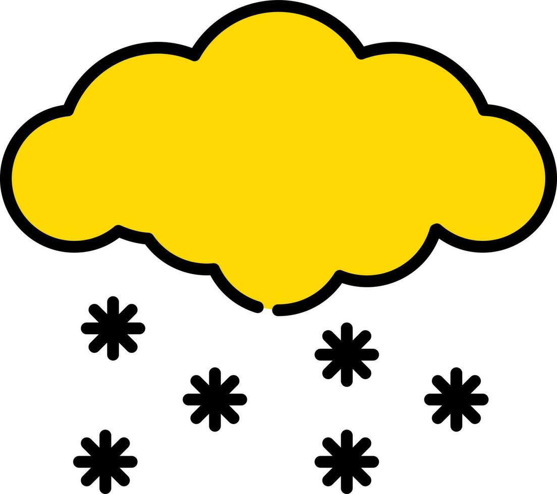 aislado nevada nube icono en amarillo color. vector