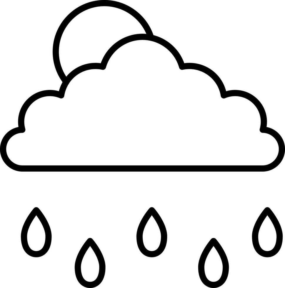 Isolated Rainy Weather Icon In Thin Line Art. vector