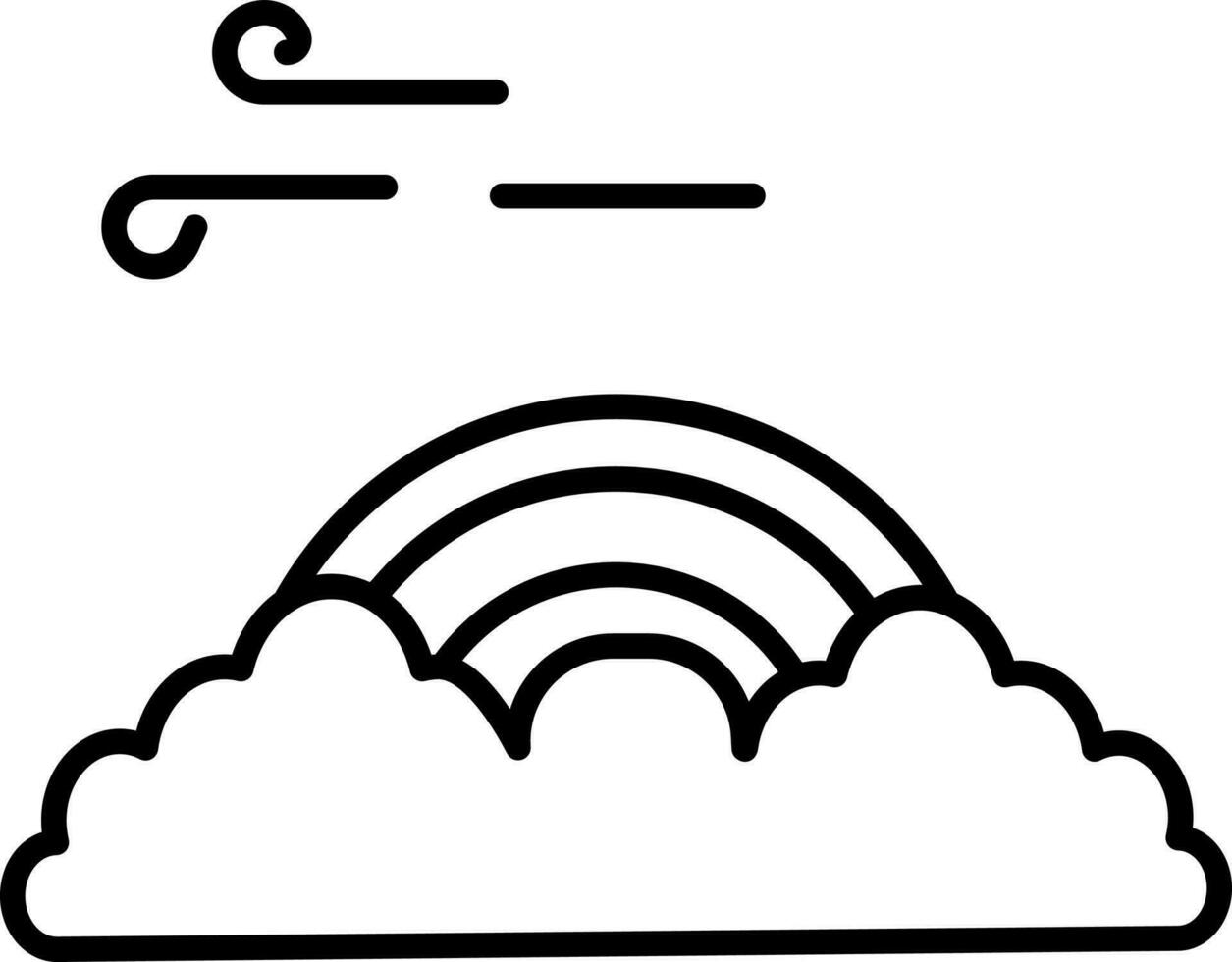 Rainbow Cloud Icon In Thin Line Art. vector