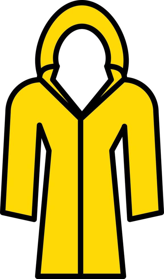 Yellow And White Raincoat Icon Or Symbol. vector