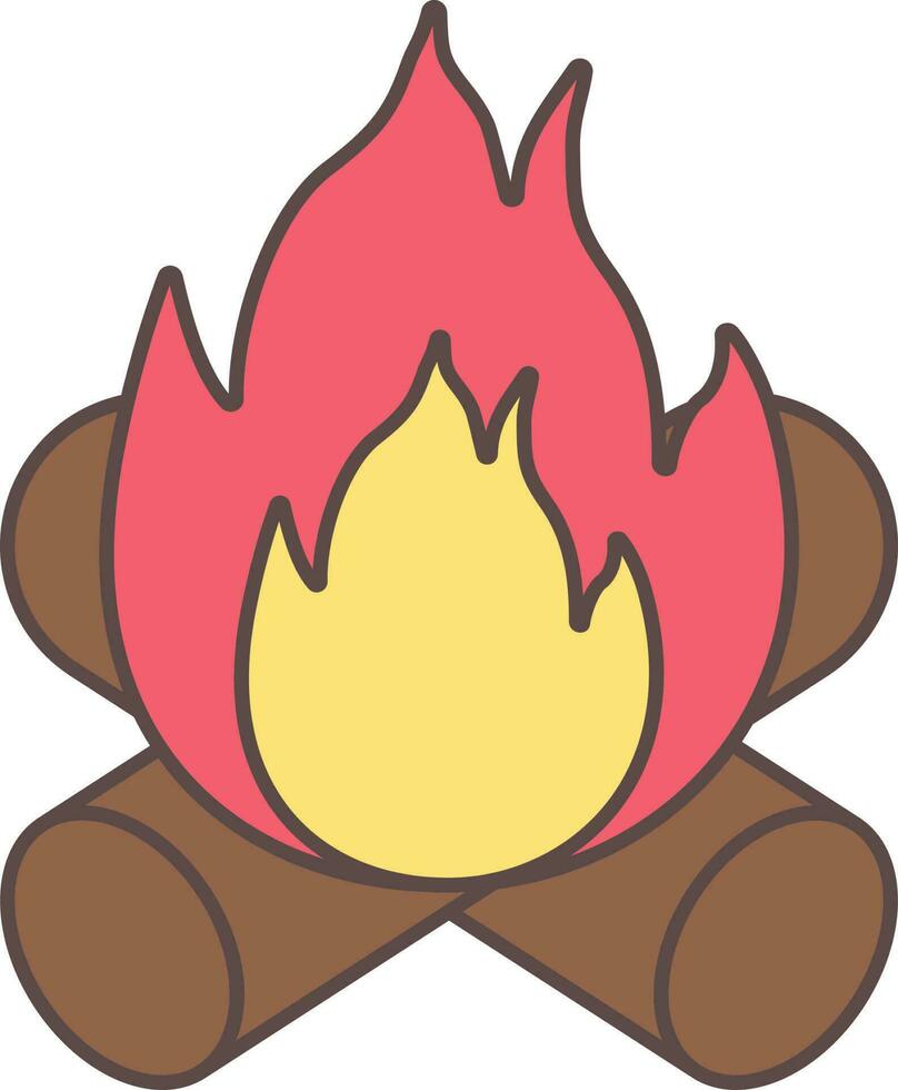 Colorful Bonfire Icon In Flat Style. vector