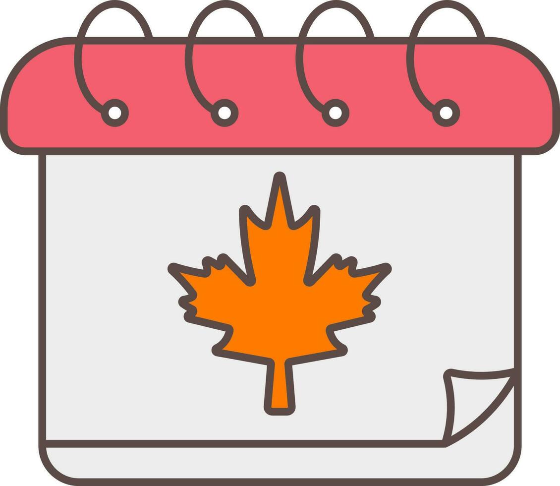 Autumn Calendar Icon In Flat Style. vector