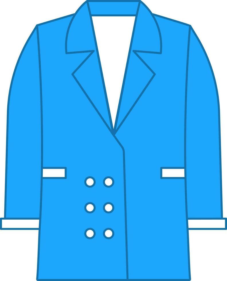 Coat Icon Or Symbol In Blue And White Color. vector