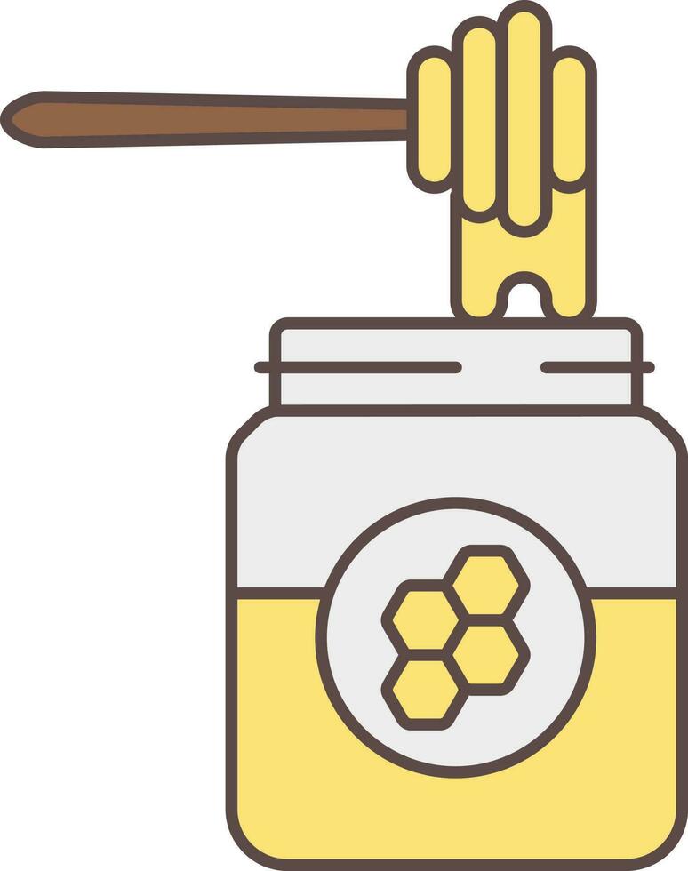 miel tarro icono en amarillo y marrón color. vector