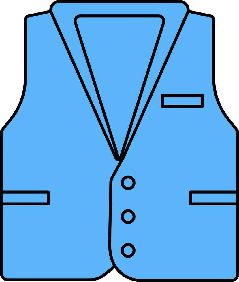 Waistcoat Icon Or Symbol In Blue Color. vector