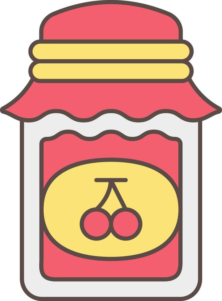Cherry Jam Jar Icon In Red And Yellow Color. vector