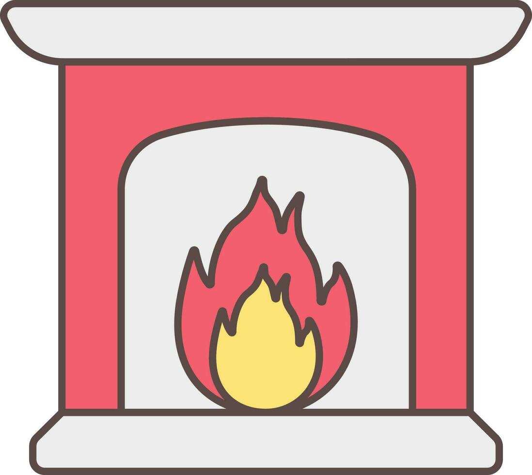 Colorful Fireplace Icon In Flat Style. vector