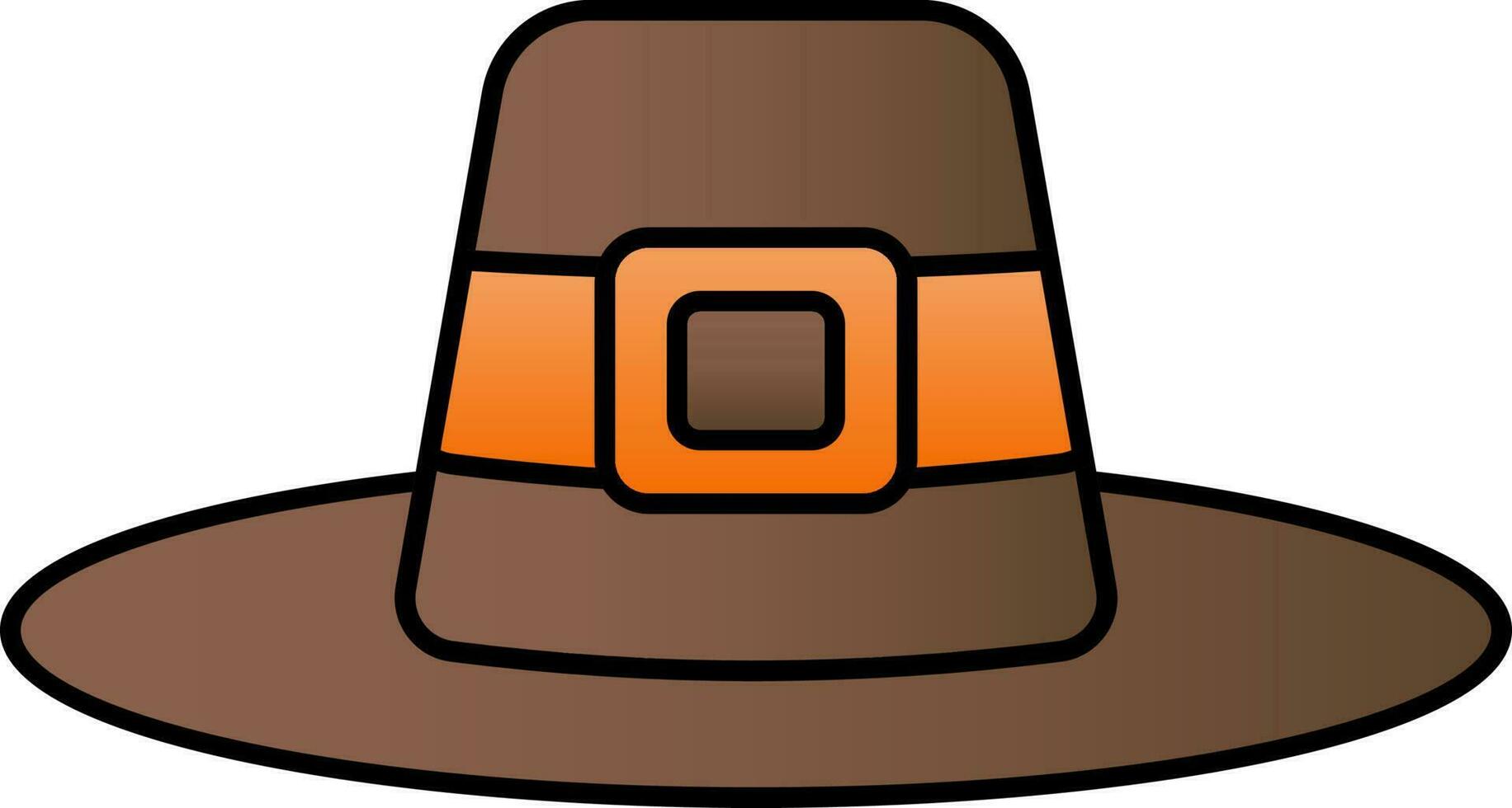 Pilgrim Hat Icon In Brown And Orange Color. vector