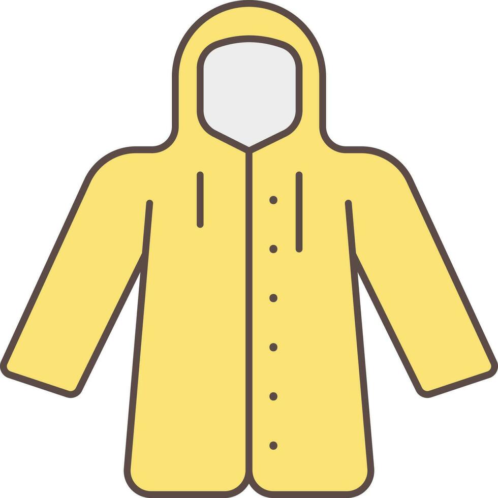 impermeable icono en amarillo color. vector