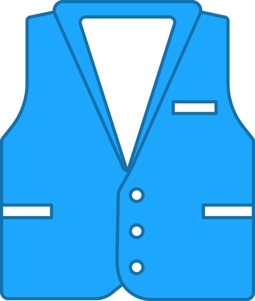 Waistcoat Icon Or Symbol In Blue And White Color. vector