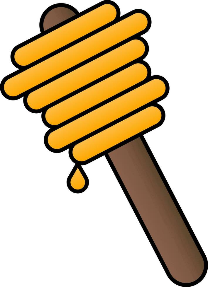 Honey Stick Icon In Yellow And Brown Color. vector