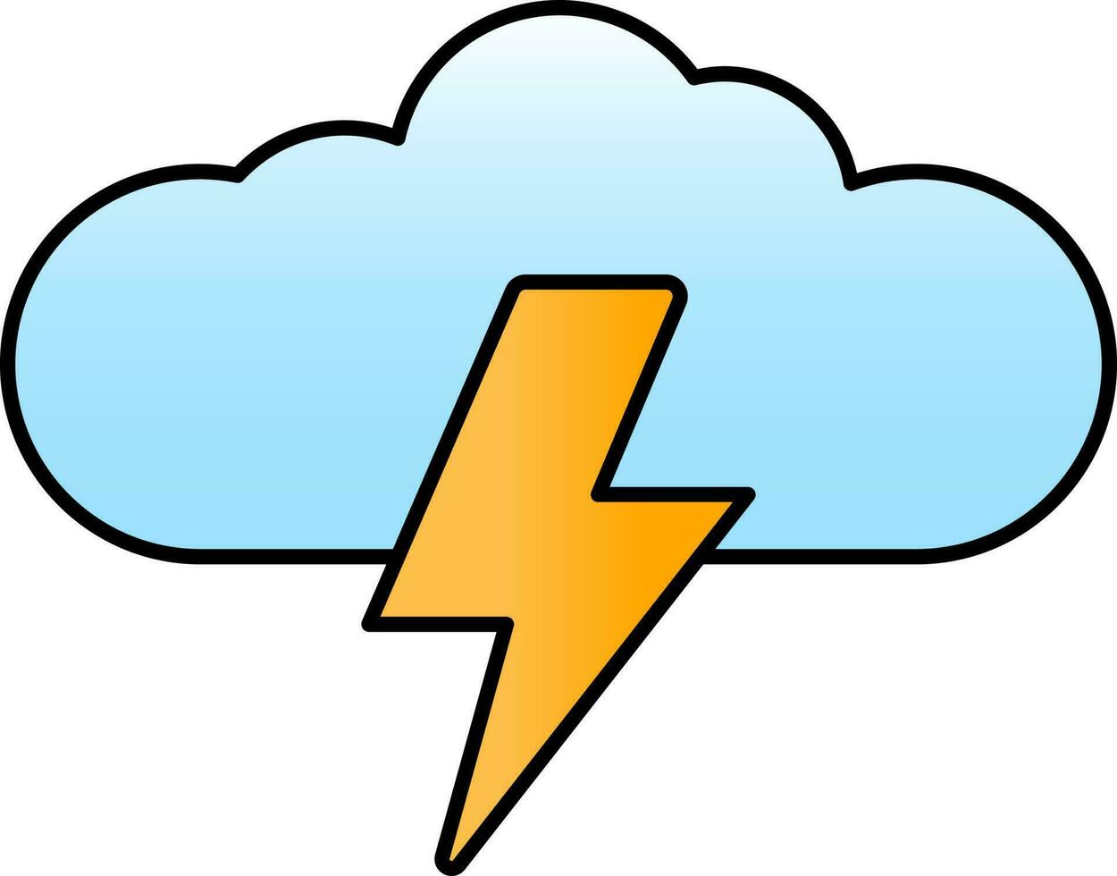 Lighting Bolt With Cloud Icon In Yellow And Blue Color. vector