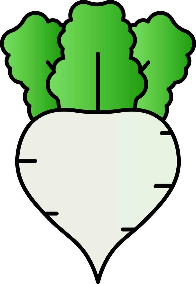 nabo con hoja icono en blanco y verde color. vector