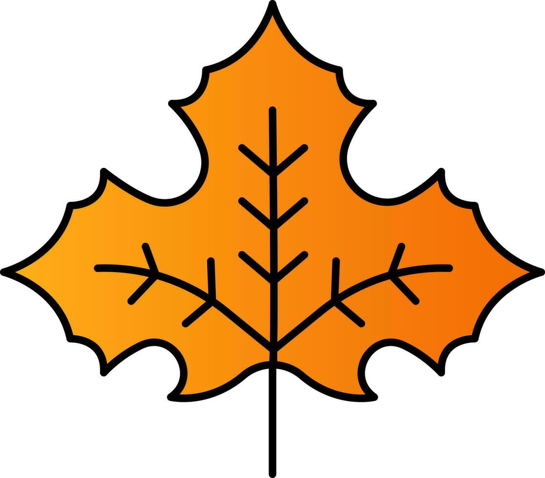 Orange Maple Leaf Icon In Flat Style. vector