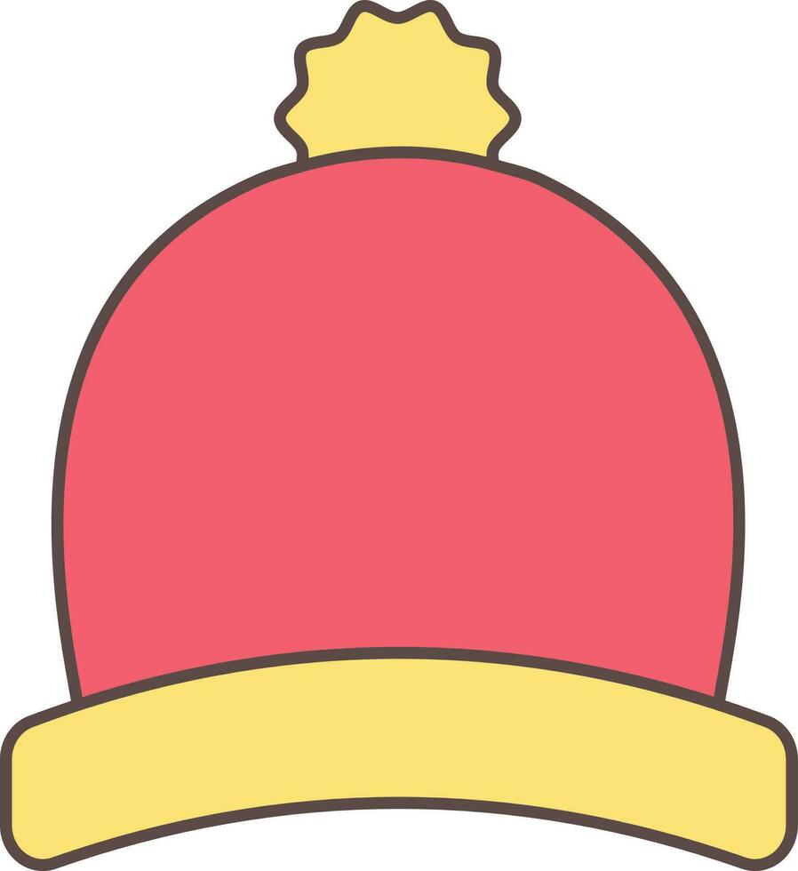 Beanie Or Woolen Cap Icon In Red And Yellow Color. vector