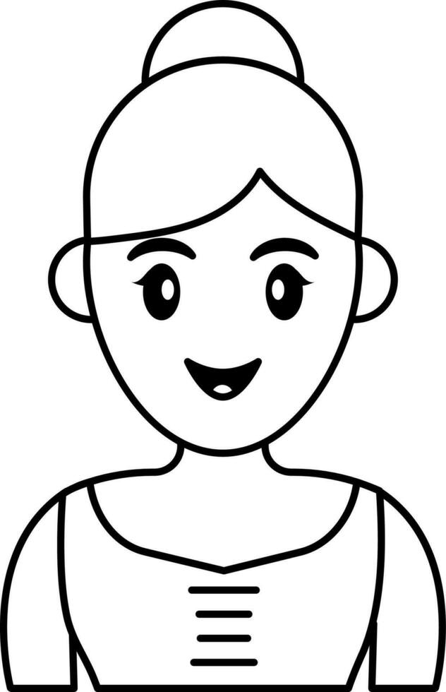 Woman Icon In Black Line Art. vector