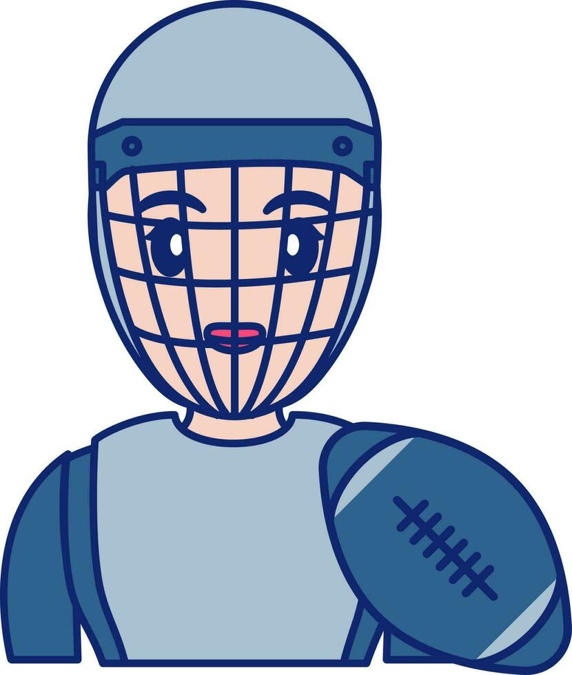 mujer rugby jugador icono en azul y melocotón color. vector