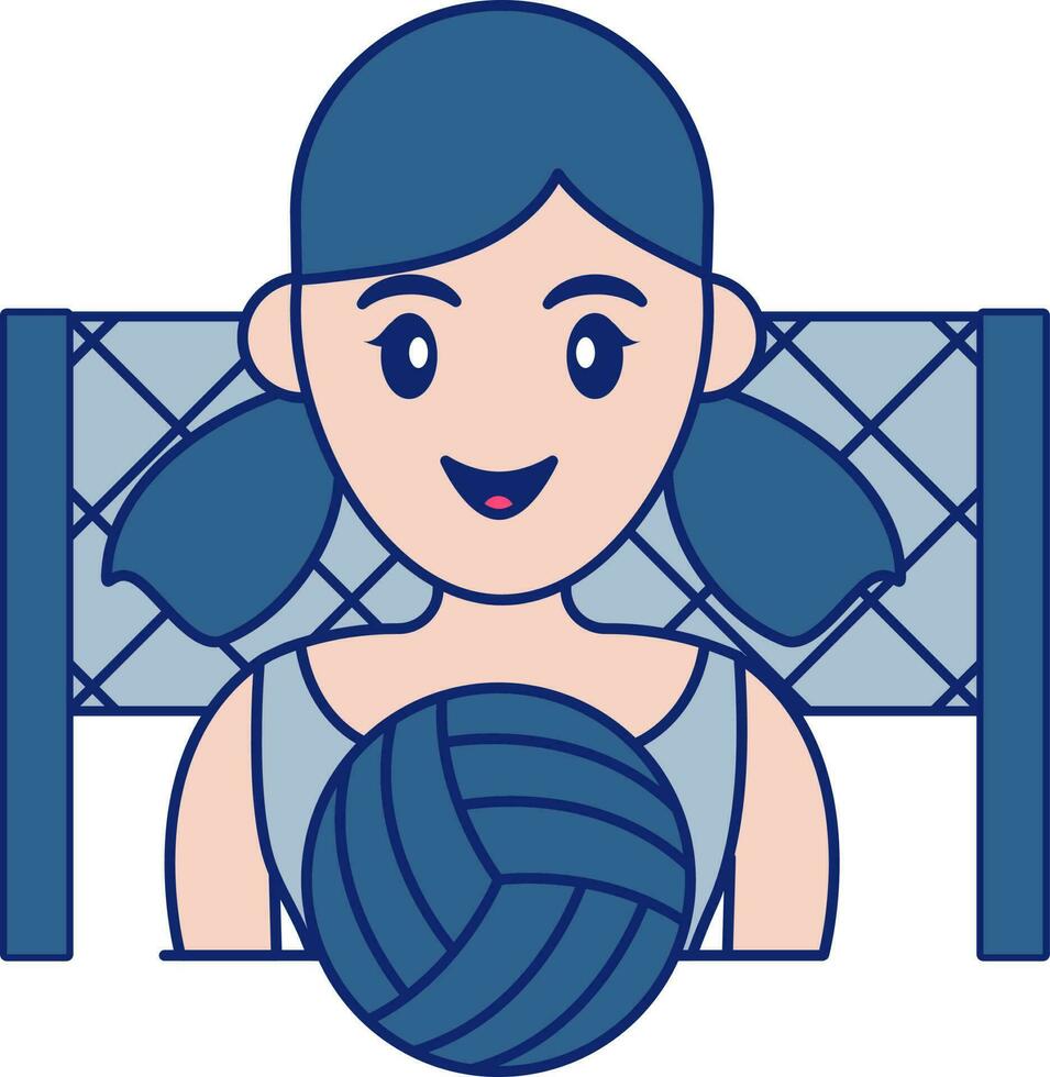 hembra vóleibol jugador icono en azul y melocotón color. vector