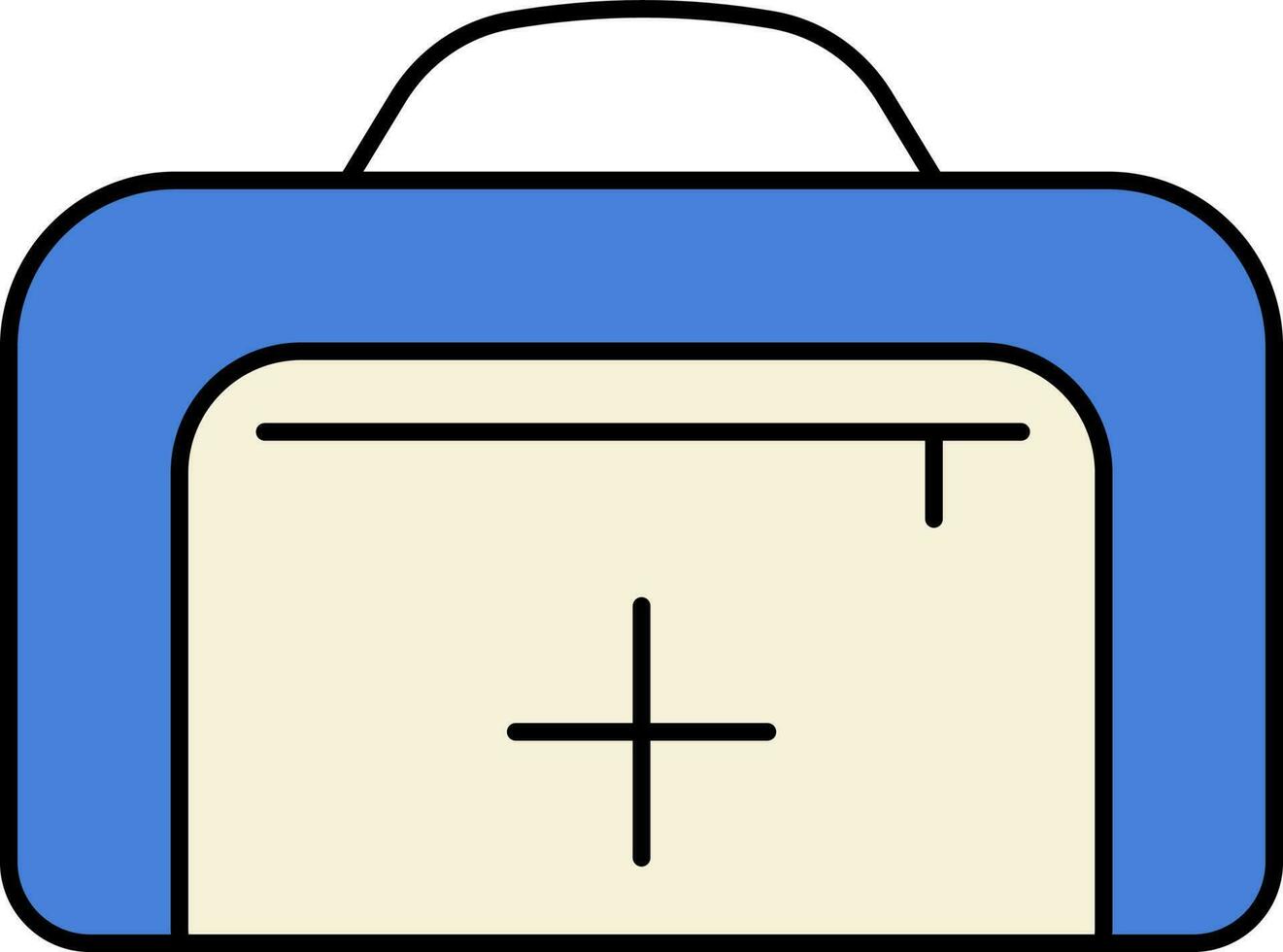 primero ayuda equipo o bolso icono en azul y beige color. vector
