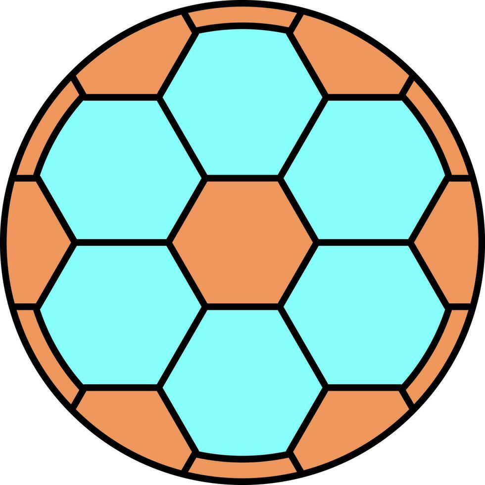 Cyan and Orange Football Icon on White Background. vector